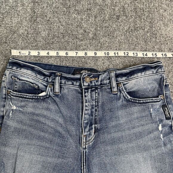 Silver Jeans Womens 29X27 Vintage Ankle High Rise Straight Frayed Hem Distressed - Picture 7 of 10